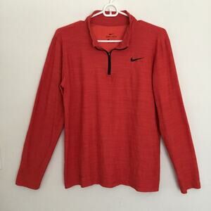 Nike Dri-Fit Womens Red Long Sleeve 1/4 Zip Athletic Pullover Size Small